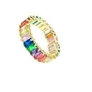 Pascollato Jewelry Multicolor Gold Cz Rainbow Eternity Ring Stack Ombre Band