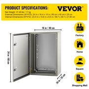VEVOR NEMA Steel Enclosure, 24 x 16 x 10 NEMA 4X Steel Electrical Box, IP66 Waterproof & Dustproof, Outdoor/Indoor Electrical Junction Box, with Mounting Plate