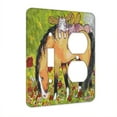 thumbnail image 1 of KuzmarK™ 2 Gang Single Toggle / Single Duplex Wall Plate - Buckskin Unicorn and Tabby Maine Coon Kitty Fairies Fantasy Horse and Cat Art by Denise Every, 1 of 1