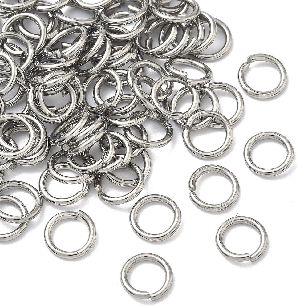 Resistant 304 Stainless Steel Open Jump Rings Stainless Steel color 8x1.5mm Inner Diameter: 5mm