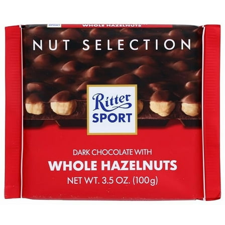 1x Ritter Sport Dark Chocolate with Whole Hazelnuts - 3.5 oz