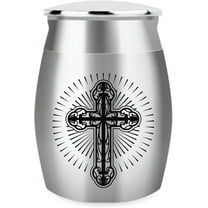 1.57 Inch Small Keepsake Urns for Human and Pet Ashes Mini Cremation Urns for Ashes Stainless Steel Memorial Ashes The Cross