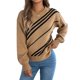 thumbnail image 3 of Suéter Informal de Rayas con Cuello Redondo y Larga Tipo Farol para Mujer Caqui XL, 3 of 10