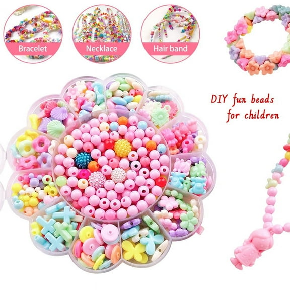 LNKOO 480Pcs Bead Kids Set for Jewelery Making - Craft Beads Kits for Little Girls DIY Necklaces Bracelet Children Games,Gift for Kids. Jewelry Beads for Kids，Craft Bead Kit,Best Birthday Gift