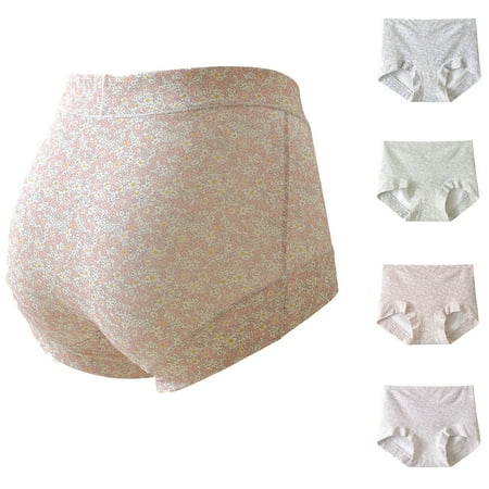 Kmdttou Cotton Underwear for Women s New Underwear With Floral Patterns Large Size Mid Waist Cotton Extended Crotch Cinched Abdomen Breathable Triangular Shorts (Available in Plus Size)