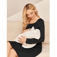 thumbnail image 4 of Ekouaer Women Maternity Nightgown Labor Delivery Nursing Gown Hospital Breastfeeding Dress Button Down Long Sleeve Sleepwear, 4 of 6