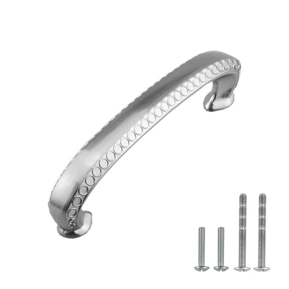 Modket MH1612 Traditional Classic Kitchen Cabinet Pull Handle — 4-1/4" Overall Length, 3-3/4" (96mm) Hole Centers, Brushed Nickel — 1 Pack