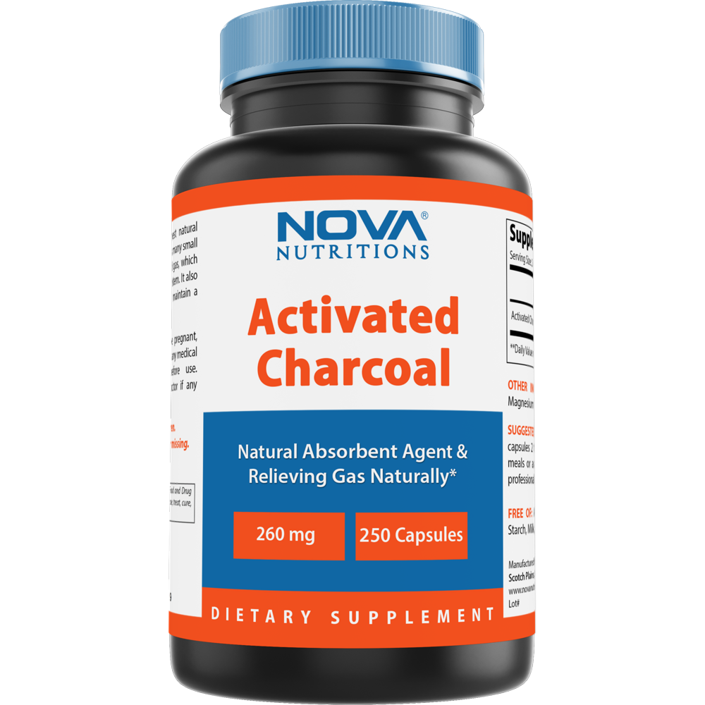 Nova Nutritions Activated Charcoal 260mg Capsule HELPS WITH DETOX