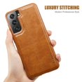 thumbnail image 2 of MOHEYO Slim Vegan Leather Cover Thin Luxury Classic Case for Samsung Galaxy S21 5G - Brown, 2 of 6