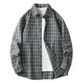 thumbnail image 1 of AherBiu Mens Plaid Shirt Long Sleeve Button down Lightweight Shacket Fashion Fall Casual Shirts with Pockets, 1 of 6