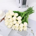 thumbnail image 2 of Tulipanes 24 piezas de tulipanes artificiales para decoración, color crema, tulipanes falsos, arreglos florales, decoración de tulipanes artificiales (blanco roto), 2 of 5