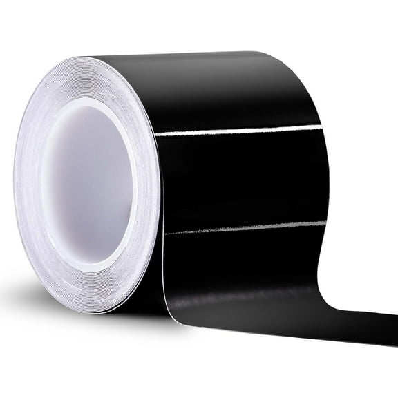 Gloss Black Vinyl Wrap 4 Inch x 20ft Air-Release Adhesive Car Vinyl Tape Chrome Delete Wrap Roll DIY Car Exterior Decoration Door Edge Guard Vehicle Detailing Paper 10CM x 6M