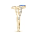 thumbnail image 3 of ANGARA Natural Tanzanite and Diamond Bypass Ring with Leaf Motif in 14K Yellow Gold for Women (Size-6x4mm) | December Birthstone, Anniversary, Jewelry Gift for Women | Natural Tanzanite Ring, 3 of 9