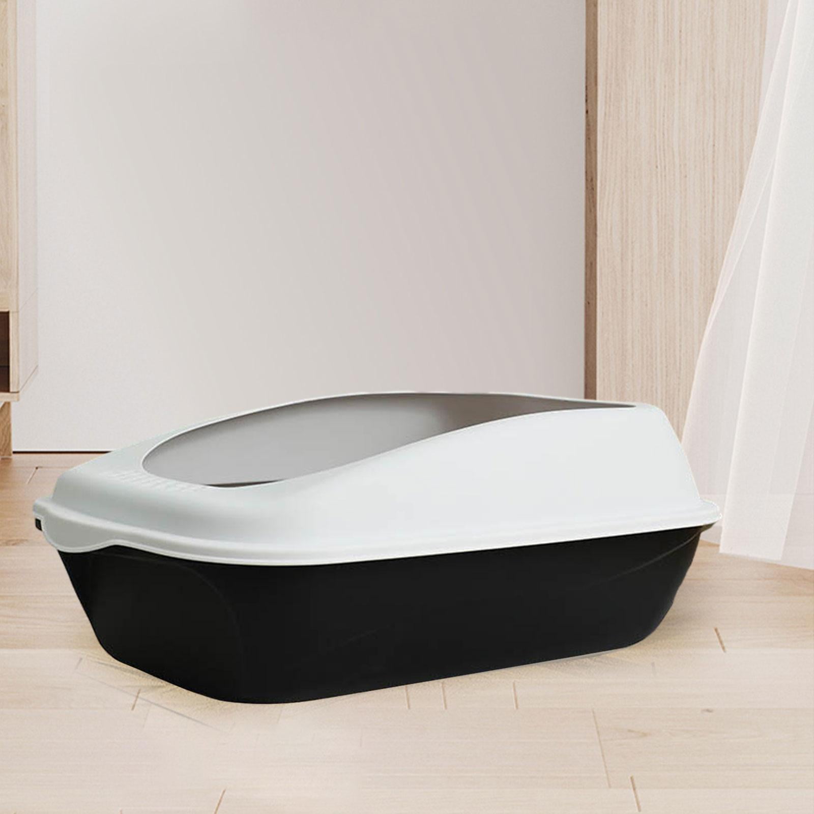 Open Cats Toilet Litter Pans Easy to Clean Splashproof Cat Small Dogs Bedpan Kitten Potty Pan for Small Animals Rabbit Kitten , Black