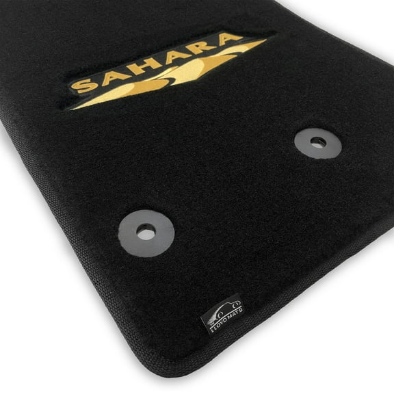 Lloyd Mats LogoMat Custom-Fit 2PC Carpet Floor Mats for 2014-2018 Jeep Wrangler JK 4-Door, Black