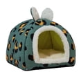 thumbnail image 1 of Cama para gatos con cueva para gatos, caseta autocalentable, acogedora para interiores con almohada acolchada extraíble, nido para gatos semicerrado , Azul Medio, 1 of 10