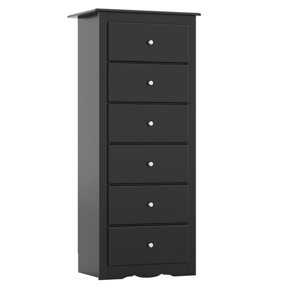 Giantex 6 Dresser Chest, Free Standing Wooden Storage Cabinet, Tall Dresser Clothes Organizer, Black