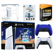 Sony PlayStation 5 Astro Bot Slim Digital Bundle with Disc Drive, Extra Controller, MightySkins Voucher and 1 Year Extended Warranty - Cobalt Blue