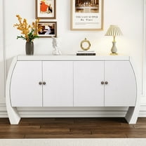 Harper & Bright Designs Buffet Cabinet with Storage, Wood Sideboard Table with Doors and Curved Legs, White