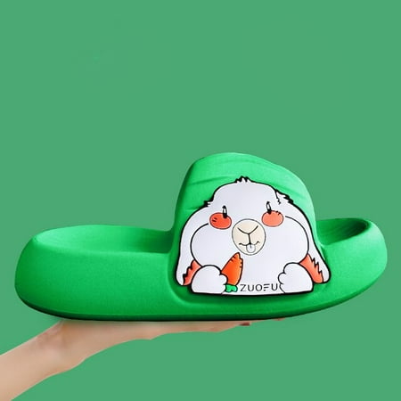 

CoCopeanut Cute Cartoon Rabbit Design Thick Sole Women Slippers Bathroom Beach Indoor Sandals 2022 Summer New Couple Slides Cool Shoes