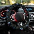 thumbnail image 4 of Yuyamidu Blue Dog Paw Auto Steering Wheel Cover Easy to Install Steering Wheel Wrap Anti-Slip Vehicle Interior Accessories for Car Sedan Flannel Steering Wheel Protector, 4 of 7