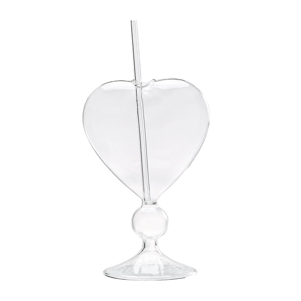 Taza Copa De Vino En Forma De Corazón Taza De Vidrio Decorativa Transparente De Sujeción Cómoda Con Pajita Para Fiestas Bar Club Nocturno Boda 240 Ml Estilo Brillante