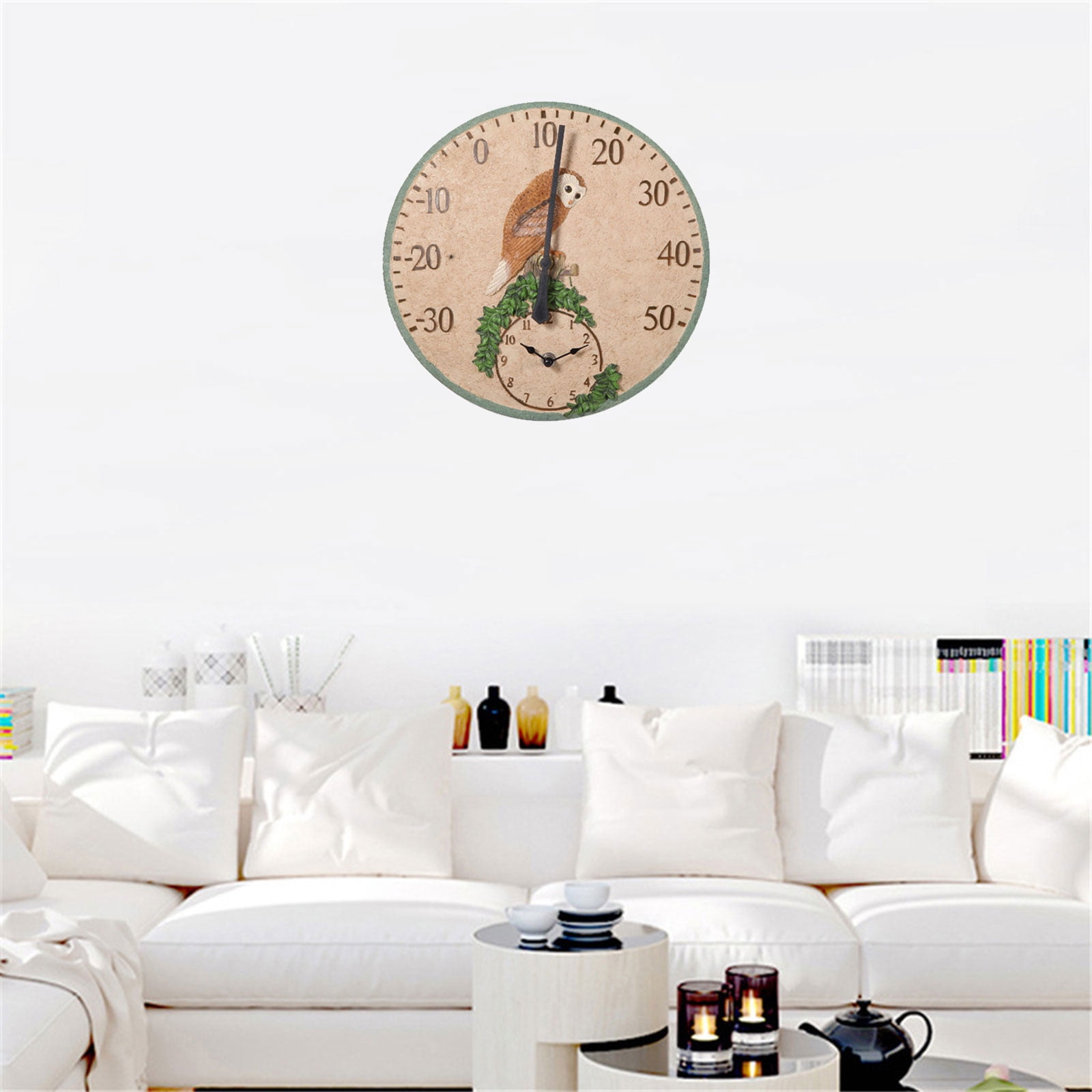 Outdoor Indoor Thermometers,Waterproof Clock with Thermometers Round Wall Clock with Thermometers for Pool Garden Patio