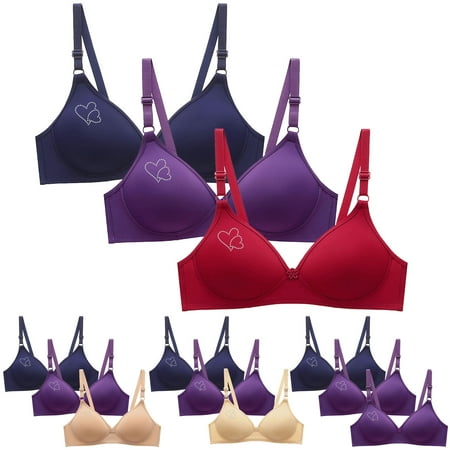 Brondbend Underoutfit Bras for Women 3pcs Wireless Full Coverage Minimizer Adjustable Straps Smooth Lift Deep Cup Padded Everyday Bras Simple T Shirt Bra for Party Online Shopping Beige L