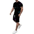 thumbnail image 1 of Men's Suits Modern Summer Printed Short Sleeve Crew Neck Top with Matching Tether Shorts Suit for All-Day Comfort and Style, 1 of 7