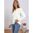 thumbnail image 4 of DARING DIVA Women's Tie Front Casual V Neck Blouses XS White, 4 of 6