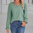 thumbnail image 6 of Kaemgyyd V Neck T Shirts for Women Plus-Size Lace Ruffle Long Sleeve Blouse Casual Hollow out Fashion Tunic Tops, 6 of 6