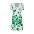 thumbnail image 4 of Wlylongift Summer Women's Fashion Banquet Dress Slim Fit Floral Short Sleeve Hip-Covering Dress V-Neck Mid-Calf Dress, 4 of 5