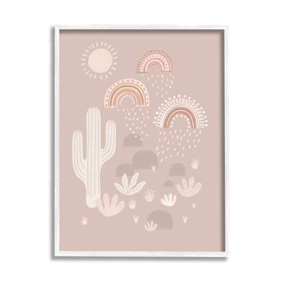 Stupell Industries Muted Desert Landscape Triple Rainbow Soft Cactus , 16 x 20, Designed by Nancy McKenzie