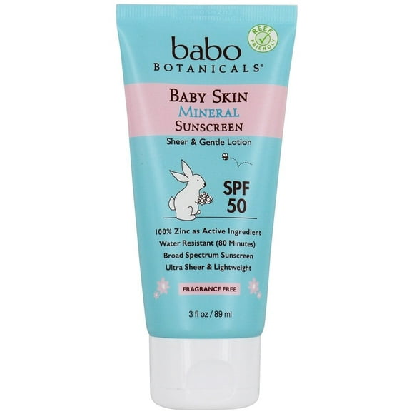 Babo Botanicals - Baby Skin Mineral Sunscreen Lotion Fragrance Free 50 SPF - 3 fl. oz.