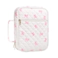 thumbnail image 4 of Neceser acolchado para maquillaje, neceser de viaje, práctico y moderno para mujer con bolsillo con cremallera. Lazo rosa, 4 of 9