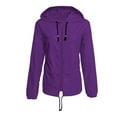 thumbnail image 1 of Prolriy Veste Imperméable pour Femmes, Manches Longues, Poches, Coupe-Vent Ample, Violet P, 1 of 7