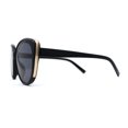 thumbnail image 3 of Womens Oversize Cat Eye Inset Lens Metal Jewel Edge Retro Sunglasses All Black, 3 of 4