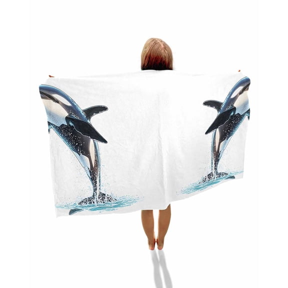 Cute Killer Whale Beach Towels Oversized Super Absorbent, Orca Animal Ocean Retro Artwork Lightweight Bath Towel Quick Dry Sets For Bathroom/Pool/Rv Camping/Beach Play/Gym Room/Picnic 30"x60"