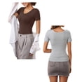 thumbnail image 2 of Anygrew Tops for Women with Built in Bra Short Sleeve Scoop Neck Camisoles Casual Classic Basic Shirts, 2 of 6