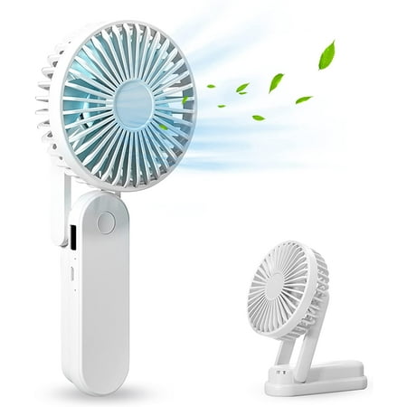 

Protable Handheld Fan Electric Speed Adjustable Pocket 2000 mAh for Girls Women Men Indoor Outdoor Travel Power Bank Folding Desk Fan USB Rechargeable Battery Operated Tiny Cooling Fan