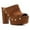 Brown, variant on Women Peep Toe Platform Slip on Mules Studded Chunky High Heel Slide Sandals Fashion Dressy Casual Clog Shoes Size 8.5 Brown