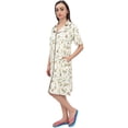 thumbnail image 1 of Bimba Chemise de Nuit à Manches Courtes Imprimée Florale pour Femmes Marron avec Poches - 20, 1 of 6