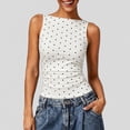 thumbnail image 2 of Bibifish Womens Tank Tops Polka Dot Boat Neck Sleeveless Camisole Ribbed Knit Slim Fit Going Out Tops, 2 of 5