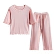 thumbnail image 4 of Toddler Girl Pajamas Thin Solid Print Long Sleeve Crew Neck T-Shirt And Trousers 2 Piece Loungewear Pjs for Girls Size 1-2 Years, 4 of 8