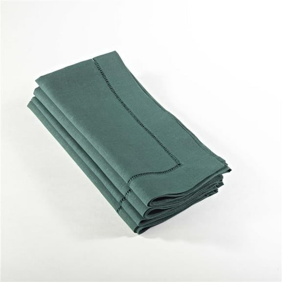 20 in. 24 by 7 Everyday Square Hemstitched Dinner Napkin - Jasper Green, Set of 4