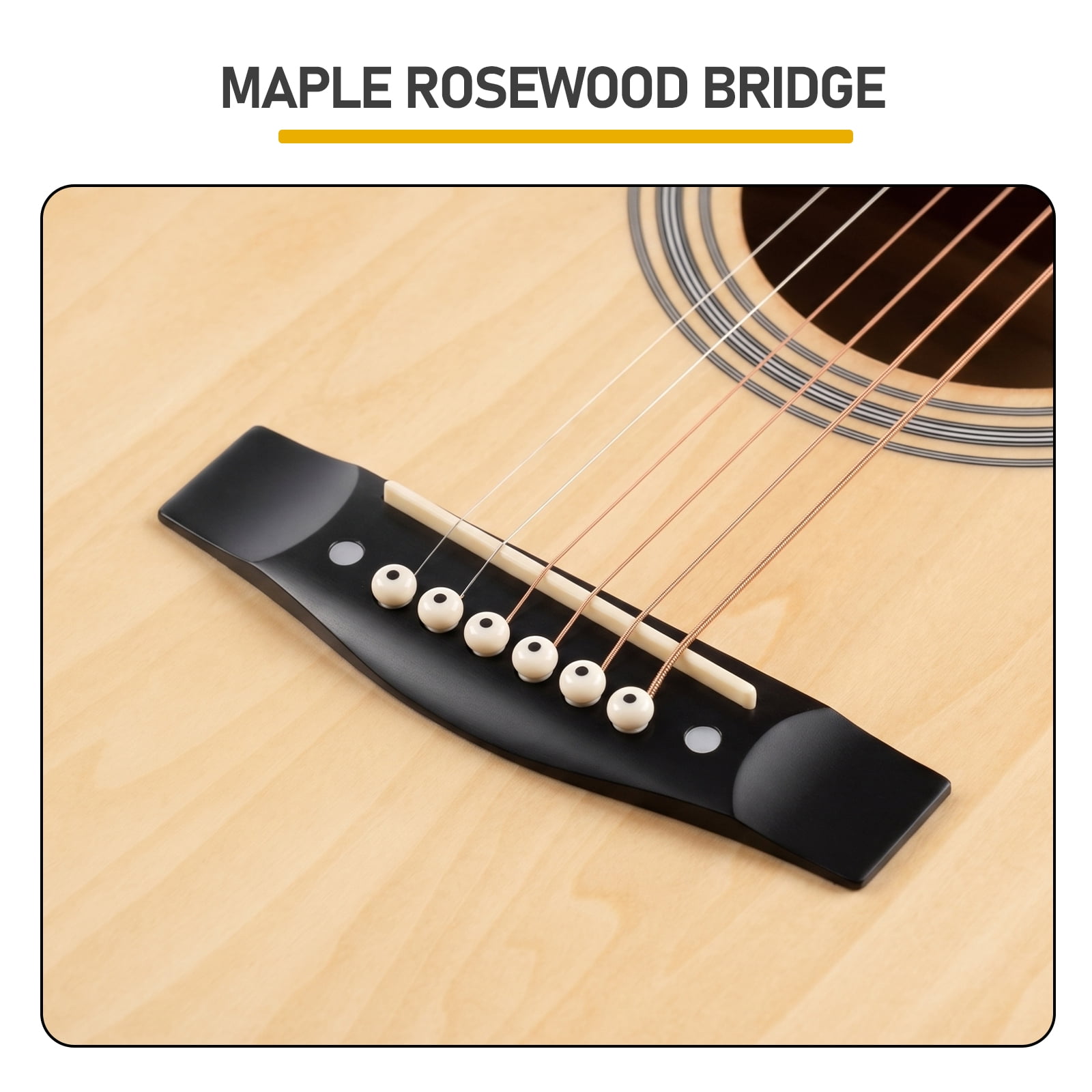 41in Acoustic Guitar With Pick, Strings, Capo, Gig Bag, Tuner, Wrench Tool, And Shoulder Strap