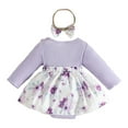 thumbnail image 7 of MYShe Girls Clothes Baby Girl Romper Dress Baby Dress Romper Flowers Infant Fall Winter Festival Clothes with Headband Light Purple,6-9 Months, 7 of 7