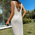 thumbnail image 6 of Women Crochet Swimsuit Cover Up Sleeveless Hollow Out Long Swim Split Mesh Beach Dress Lace Swimsuit Cover up Sheer Swim Cover up for Women Teen Cover Ups for Swimwear Women's Swimwear Cover Ups Dress, 6 of 6