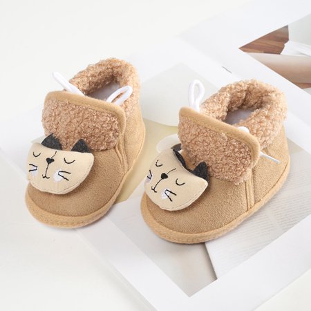 

Baby Boys Girls Winter Warm Bow-knot Plush Slippers Boots Toddler Non-Slip Crib Shoes First Walkers
