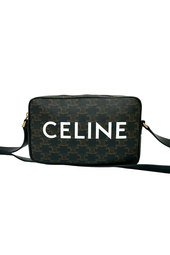 Pre-Owned CELINE Triomphe Medium Messenger Leather Shoulder Bag/Pochette Sacoche Brown 18203